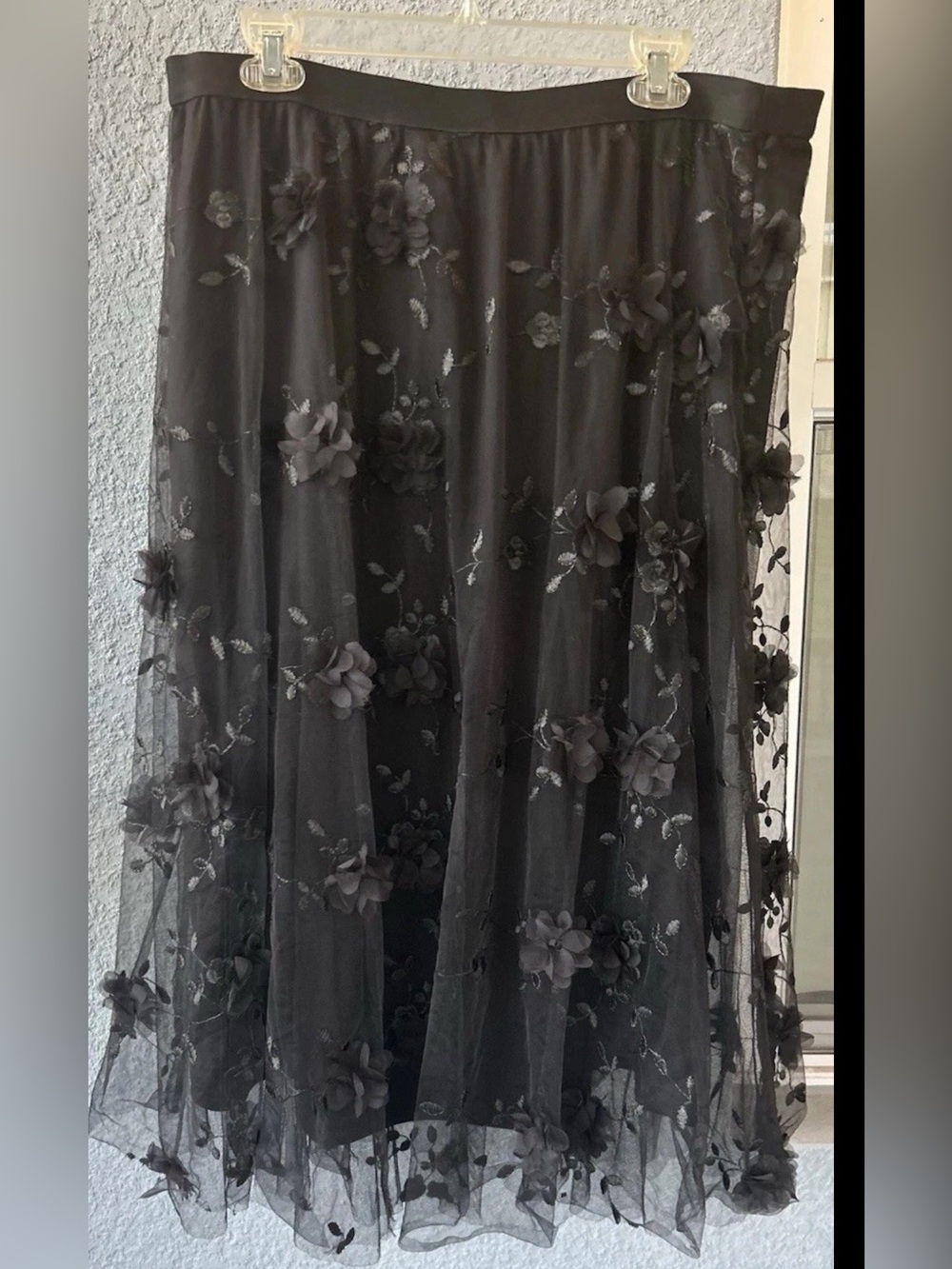 Ulta Pink Stretch Waist Floral Whimsygoth Tulle Skirt Size XL